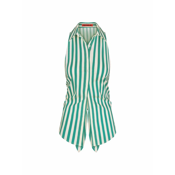 サイモンミラー レディース シャツ トップス Loch striped sleeveless shirt Green|asty