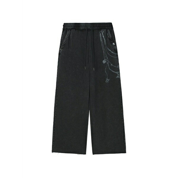 ミニクリーム レディース カジュアルパンツ ボトムス Graphic-print wide-leg track pants Grey|asty