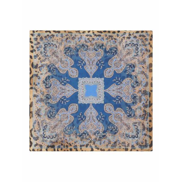 エトロ メンズ マフラー・ストール・スカーフ アクセサリー Animal-print paisley silk pocket square Blue|asty