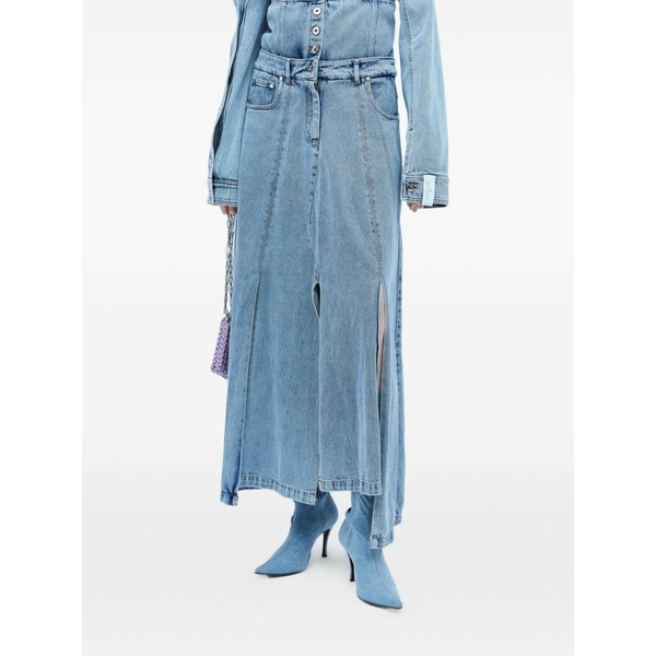 ロック レディース スカート ボトムス Slit denim midi skirt Blue|asty