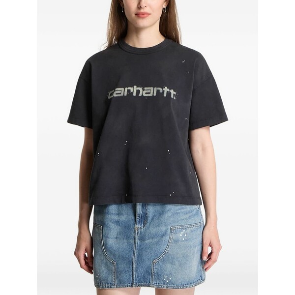 カーハート レディース Tシャツ トップス Painter splatter-effect logo-print t-shirt Black|asty