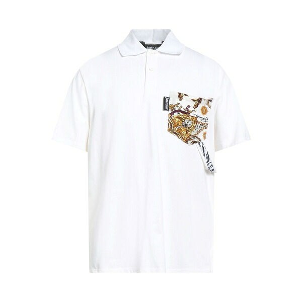 【貨物輸送無料】 ロベルトカヴァリ メンズ プルオーバー トップス Polo shirts White