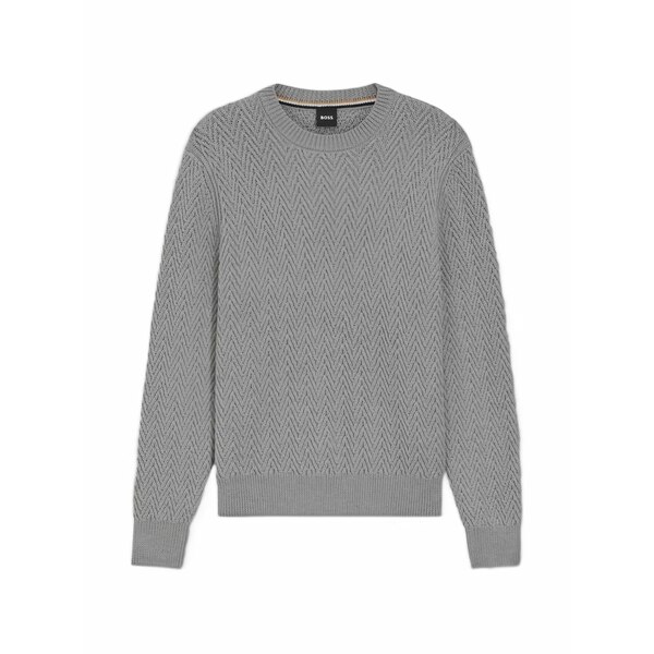 雇い主 メンズ パーカー・スウェットシャツ アウター Sweater with herringbone structure Grey メンズファッション-パーカー-トップス
