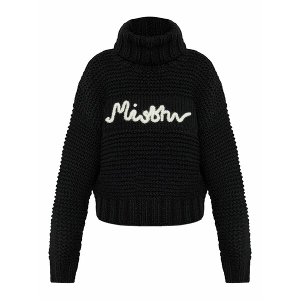 ミスビヘイブ レディース ニット&セーター アウター Roll-neck logo-detail sweater Black|asty