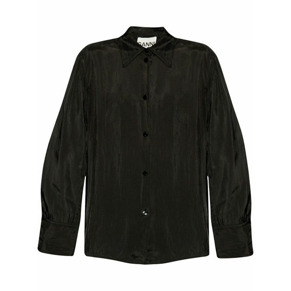 ガニー レディース シャツ トップス Plain long-sleeve shirt Black|asty