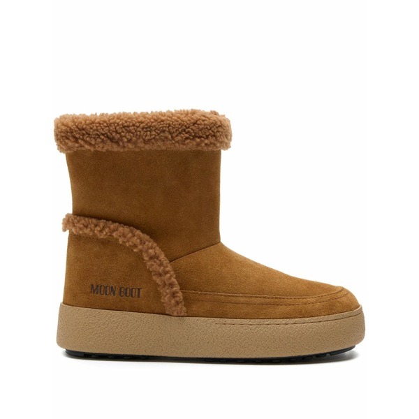 お月さまブーツ レディース ブーツ シューズ Ltrack tina shearling-trimmed suede boots Brown