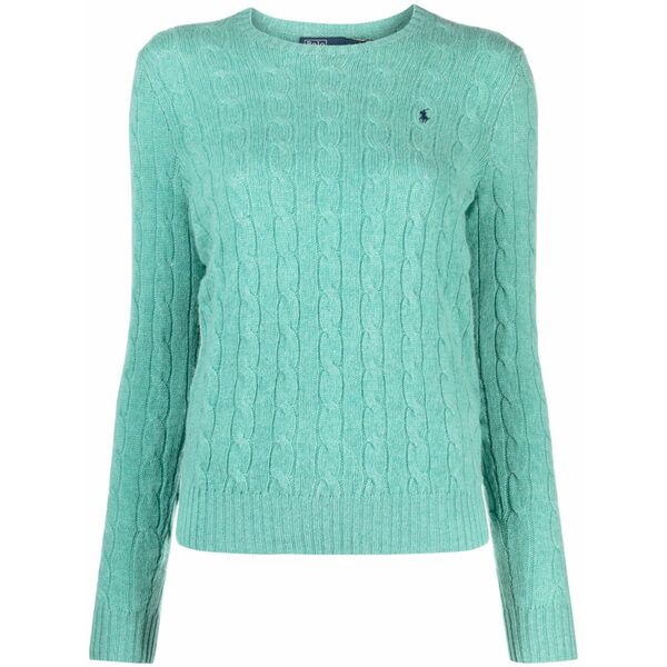ラルフローレン レディース 編み物\u0026プルオーバー アウター Polo pony-embroidered cable-knit jumper Green
