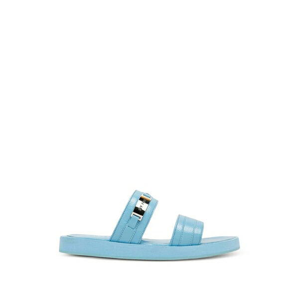 バイ毛皮 レディース サンダル シューズ Grained leather sandals Blue