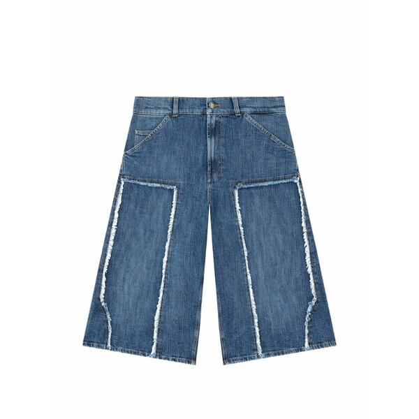 パーム・エンジェルス メンズ 心地好いズボン下 ボトムス Curved logo denim skater shorts Blue