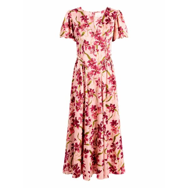 サンクアセプト レディース 衣裳 トップス Puff-sleeve floral-print dress Pink
