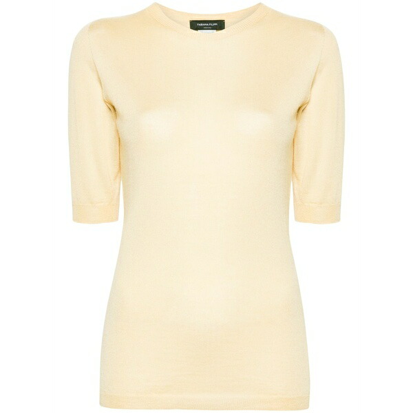 ファビアナ フィリッピ レディース プルオーバー トップス Short-sleeve fine-knit sweater Yellow