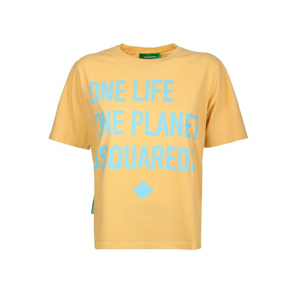 ディースクエアード レディース ティーシャツ トップス Maple-leaf graphic t-shirt Yellow