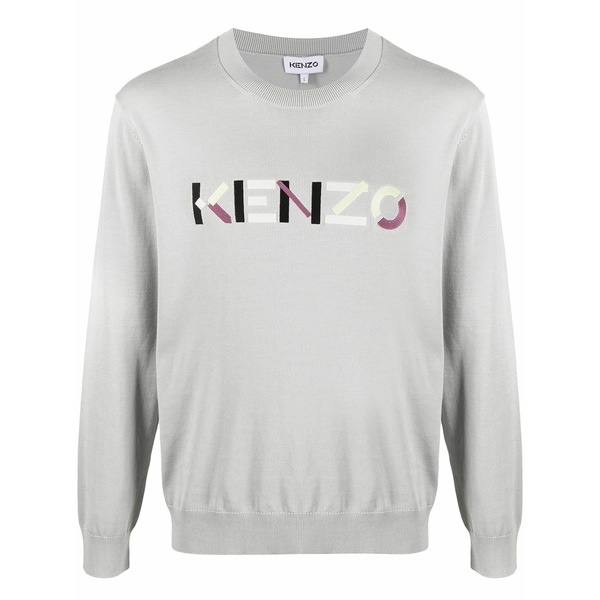 ケンゾー メンズ 編み物\u0026プルオーバー アウター Logo-embroidered jumper Grey