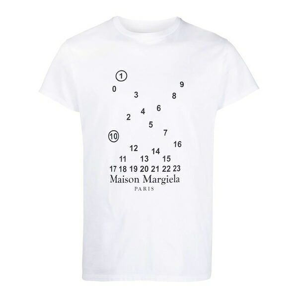 マルタンマルジェラ メンズ ティーシャツ トップス Numbers-motif cotton t-shirt White