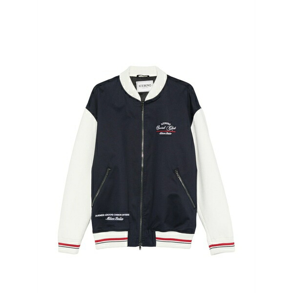 アイスバーグレタス メンズ 上衣＆上衣 アウター Logo-embroidered bomber jacket Blue