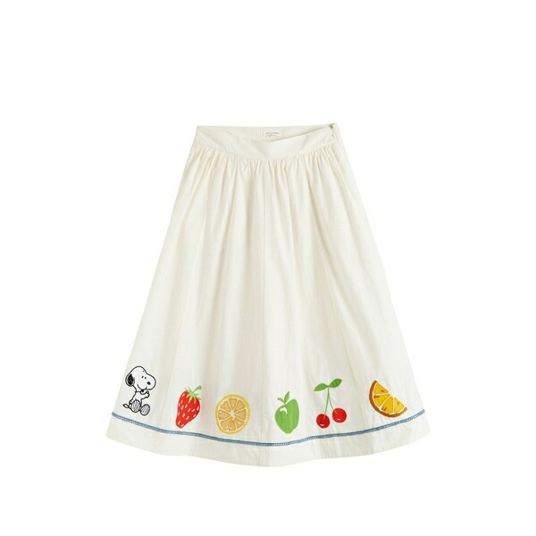 チンティアンドパーカー レディース スコート ボトムス Snoopy fruit-details cotton MIDI skirt White