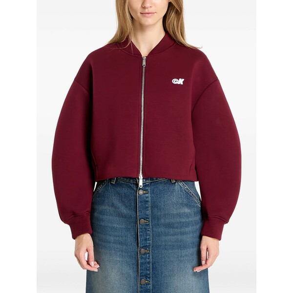 カルバンクライン レディース 上衣＆上衣 アウター Logo-detail balloon-sleeve bomber jacket Red