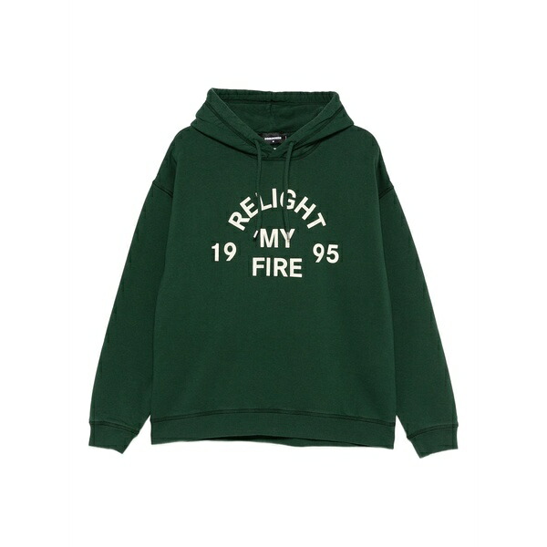 ディースクエアード メンズ パーカー・スウェットシャツ アウター Graphic-print cotton hoodie Green