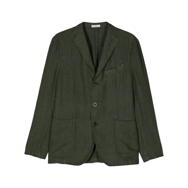ボリオリ メンズ 上衣＆上衣 アウター Linen single-breasted blazer Green