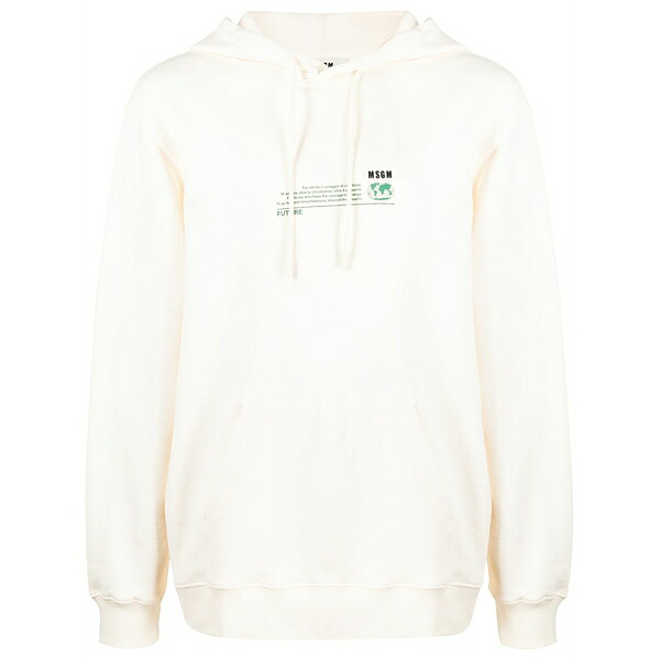 エムエスジイエム メンズ パーカー・スウェットシャツ アウター Fantastic green future-print hoodie Neutrals