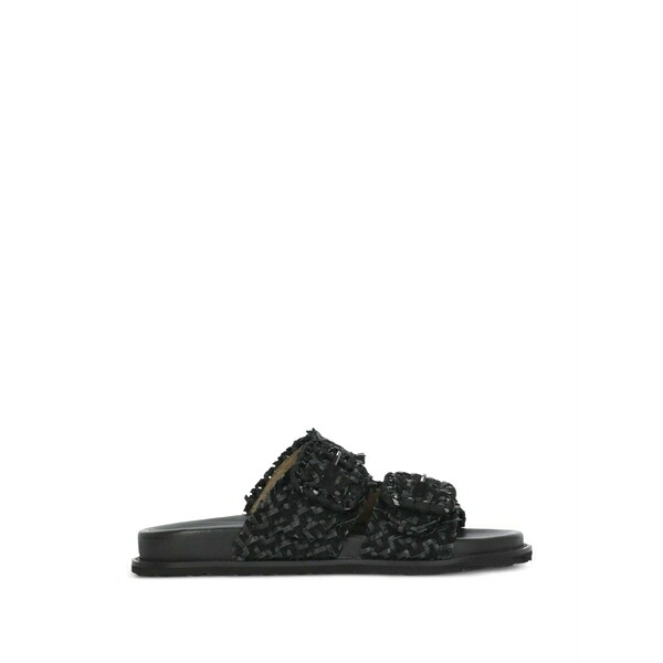 コーラル青碧 レディース サンダル シューズ Woven buckle-fastening sandals Black