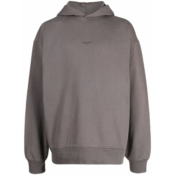 ホルツワイラー メンズ パーカー・スウェットシャツ アウター Logo-print recycled cotton hoodie Grey