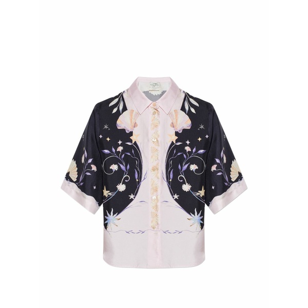 フォルテ フォルテ レディース プルオーバー トップス Seashell-print short-sleeves shirt Blue