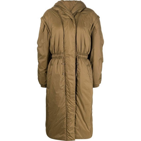 イザ呼びりん マラン レディース 厚地の外套 アウター Padded hooded long coat Green
