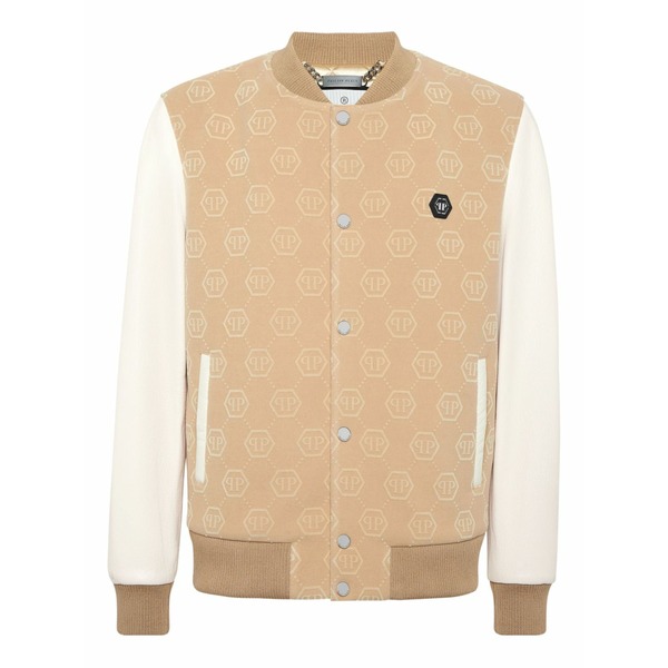 フィリップ飾り気の無い メンズ 上衣＆上衣 アウター Monogram varsity bomber jacket Neutrals