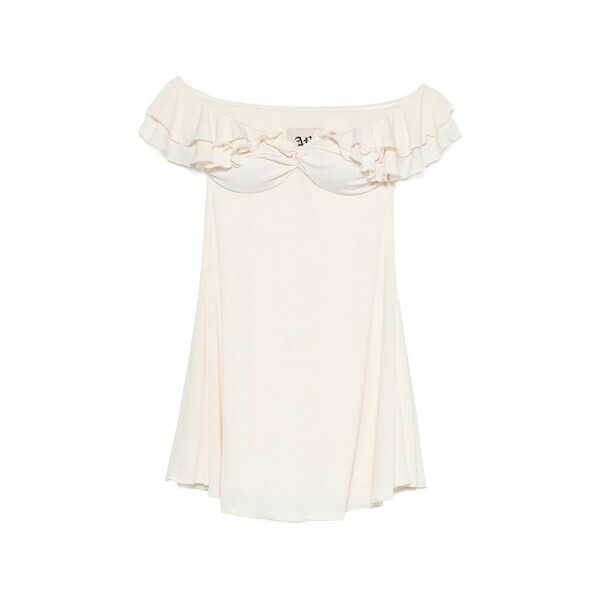 アニエバイ レディース 衣裳 トップス Ruffled off-shoulder mini  dress Black