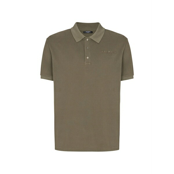バルマン メンズ ポロシャツ トップス Logo-detail polo shirt Green|asty