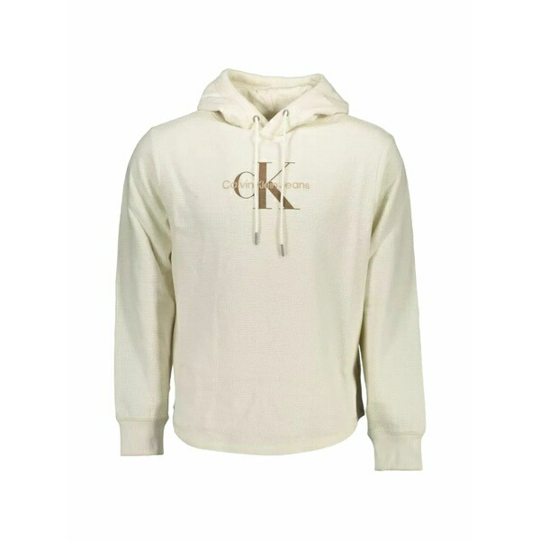 カルバンクライン メンズ パーカー・スウェットシャツ アウター Waffle-knit cotton hoodie Neutrals