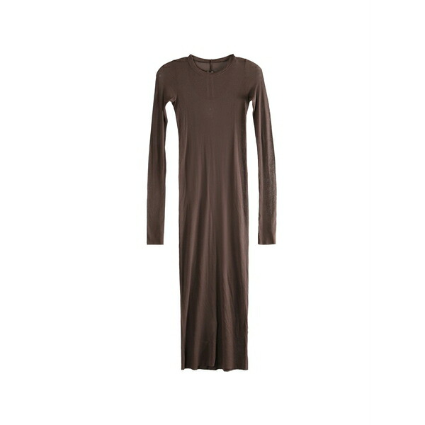 リックオウエンス レディース 衣裳 トップス Long-sleeved ribbed MIDI dress Brown