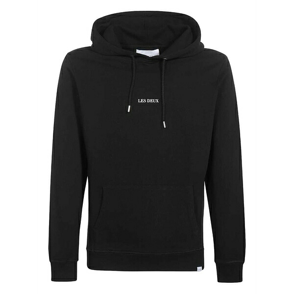 レ ドゥ メンズ パーカー・スウェットシャツ アウター Lens logo-embroidered hoodie Black