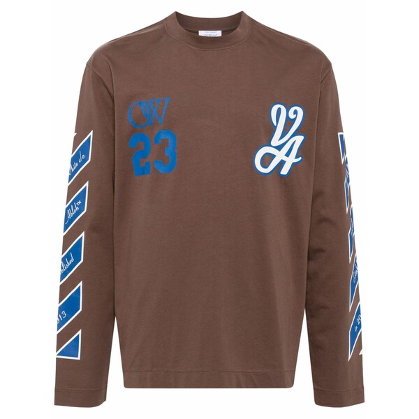象牙色 メンズ プルオーバー トップス Graphic-print long-sleeve t-shirt Brown