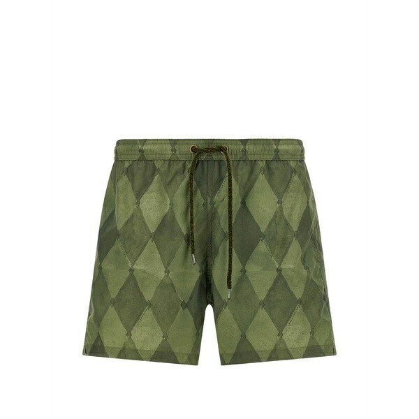 バランタイン メンズ 心地よいズボン下 ボトムス Diamond-pattern swim shorts Green