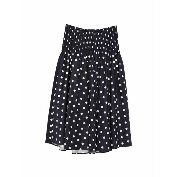 マージュ レディース スコート ボトムス Polka-dot smocked-waist MIDI skirt Blue