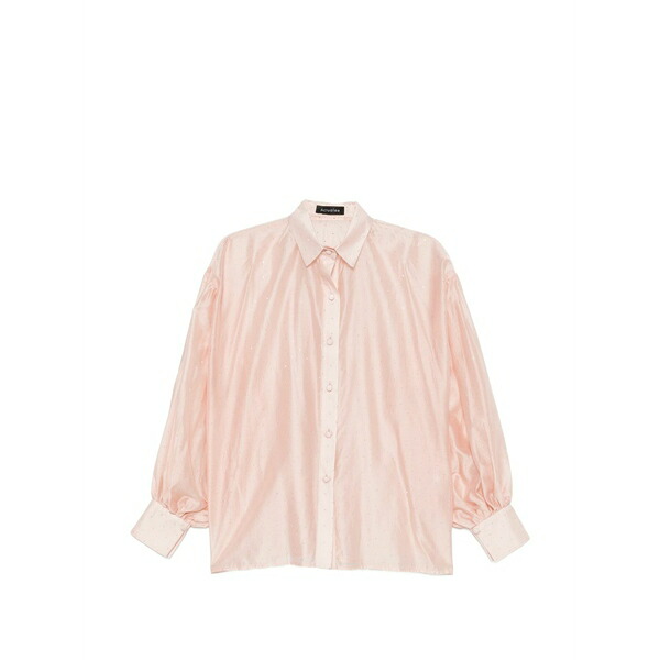 アクチュアリー レディース プルオーバー トップス Rhinestone-embellished puff-sleeve shirt Pink