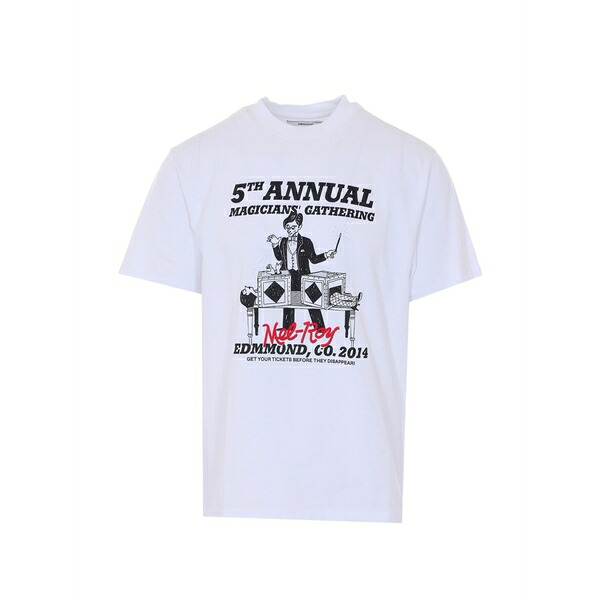 エドモンド 制作室 メンズ ティーシャツ トップス Mel roy print crewneck t-shirt White