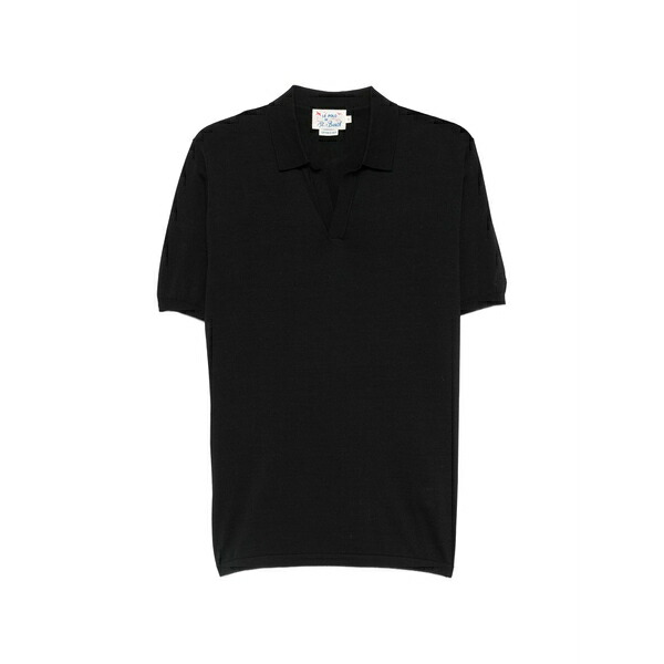 エムシーツーセイントバース メンズ スポーツシャツ トップス Half-button polo-collar t-shirt Black