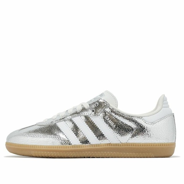 adidas アディダス レディース スニーカー Silver Metallic/Footwear White/Core White 【(WMNS) adidas Samba OG ilver Metallic Cracked Leather JR0035】  サイズ US_5(22.0cm)