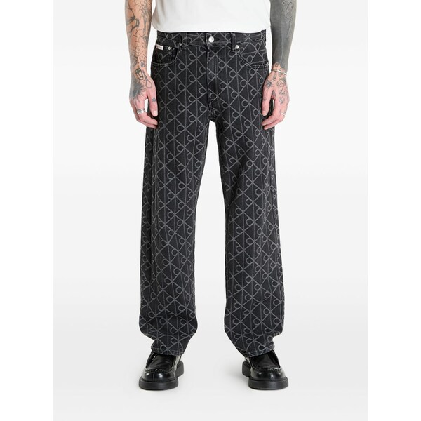カルバンクライン メンズ デニムパンツ ボトムス Buttoned patterned jeans Black|asty