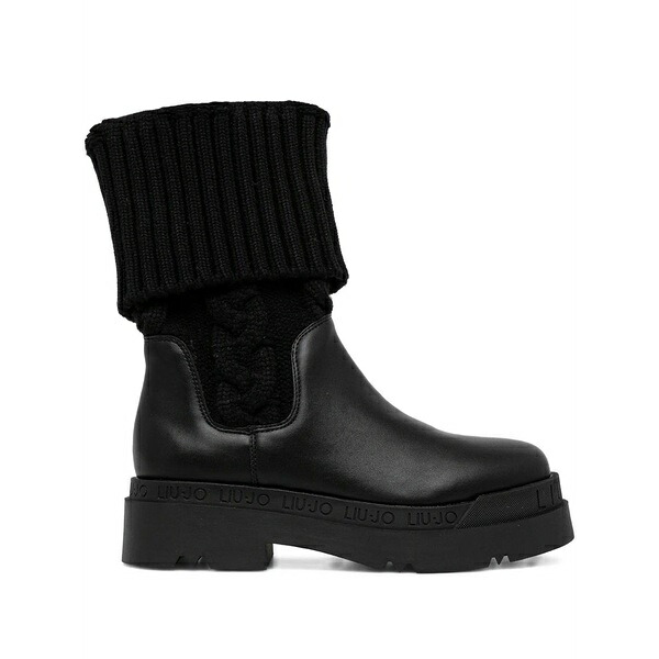 リュージョー レディース ブーツ シューズ Knitted-panel boots Black