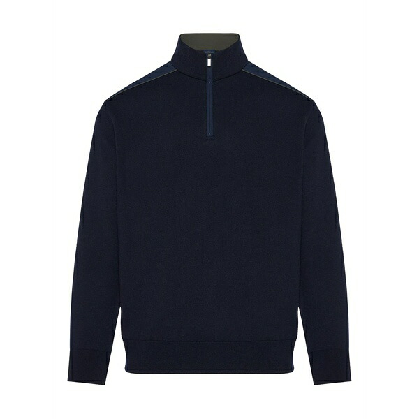 ポールアンドシャーク メンズ 編み物\u0026プルオーバー アウター Half-zip panelled sweater Blue メンズファッション-ニット・セーター-トップス
