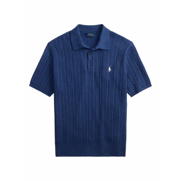 ラルフローレン メンズ ポロシャツ トップス Cable-knit polo shirt Blue｜asty