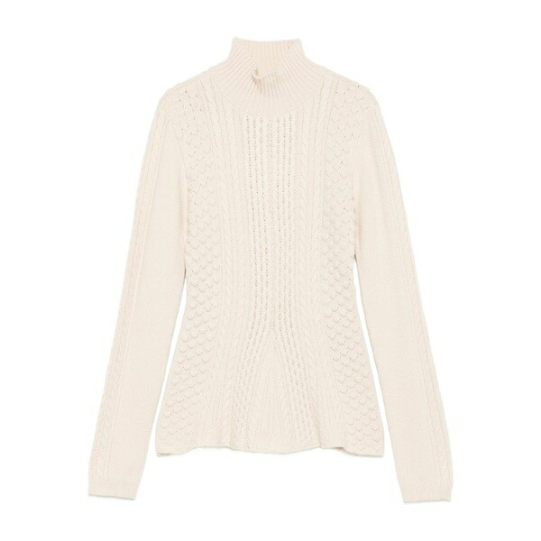 ツインセット レディース ニット&セーター アウター Cable-knit turtleneck sweater Neutrals|asty