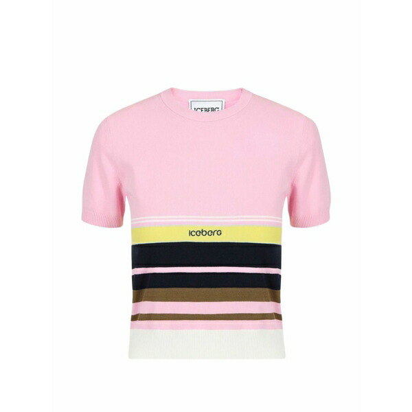 アイスバーグレタス レディース プルオーバー トップス Striped t-shirt Pink