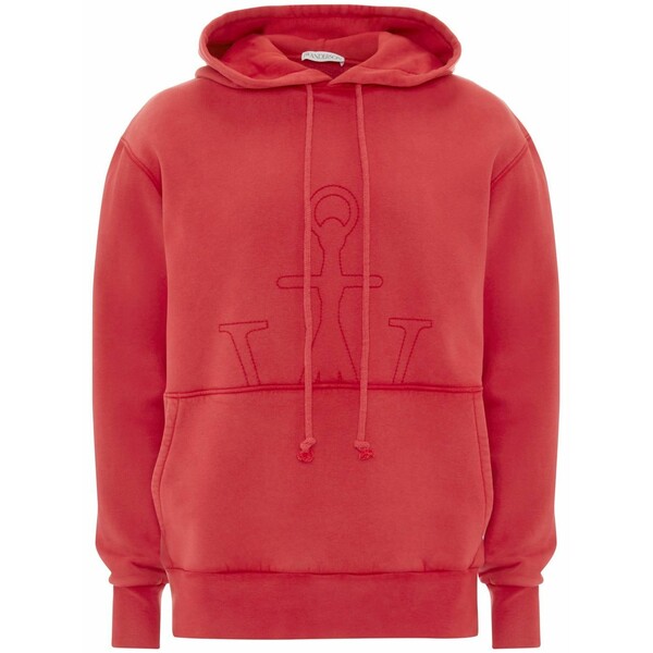 J.W.アンダーソン メンズ パーカー・スウェットシャツ アウター Logo-embroidered hoodie Red