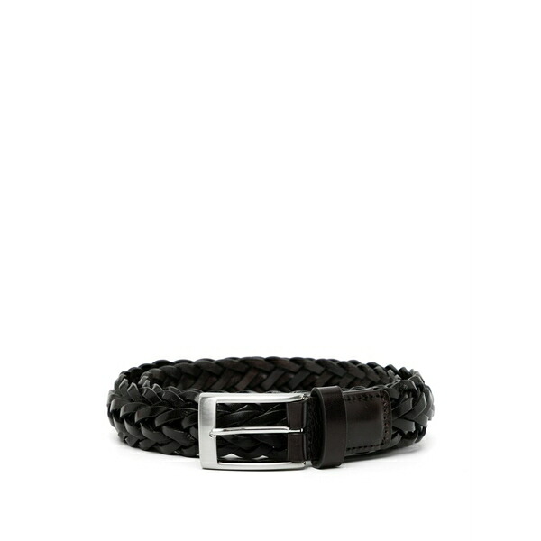 カナーリ メンズ 三尺帯 付属物 Braided leather belt Black