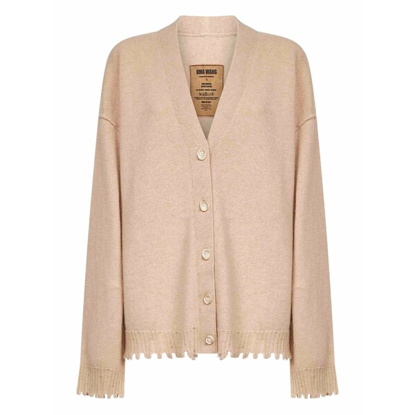 ユマ・ワン レディース カーディガン アウター Frayed-edge ribbed cardigan Neutrals｜asty